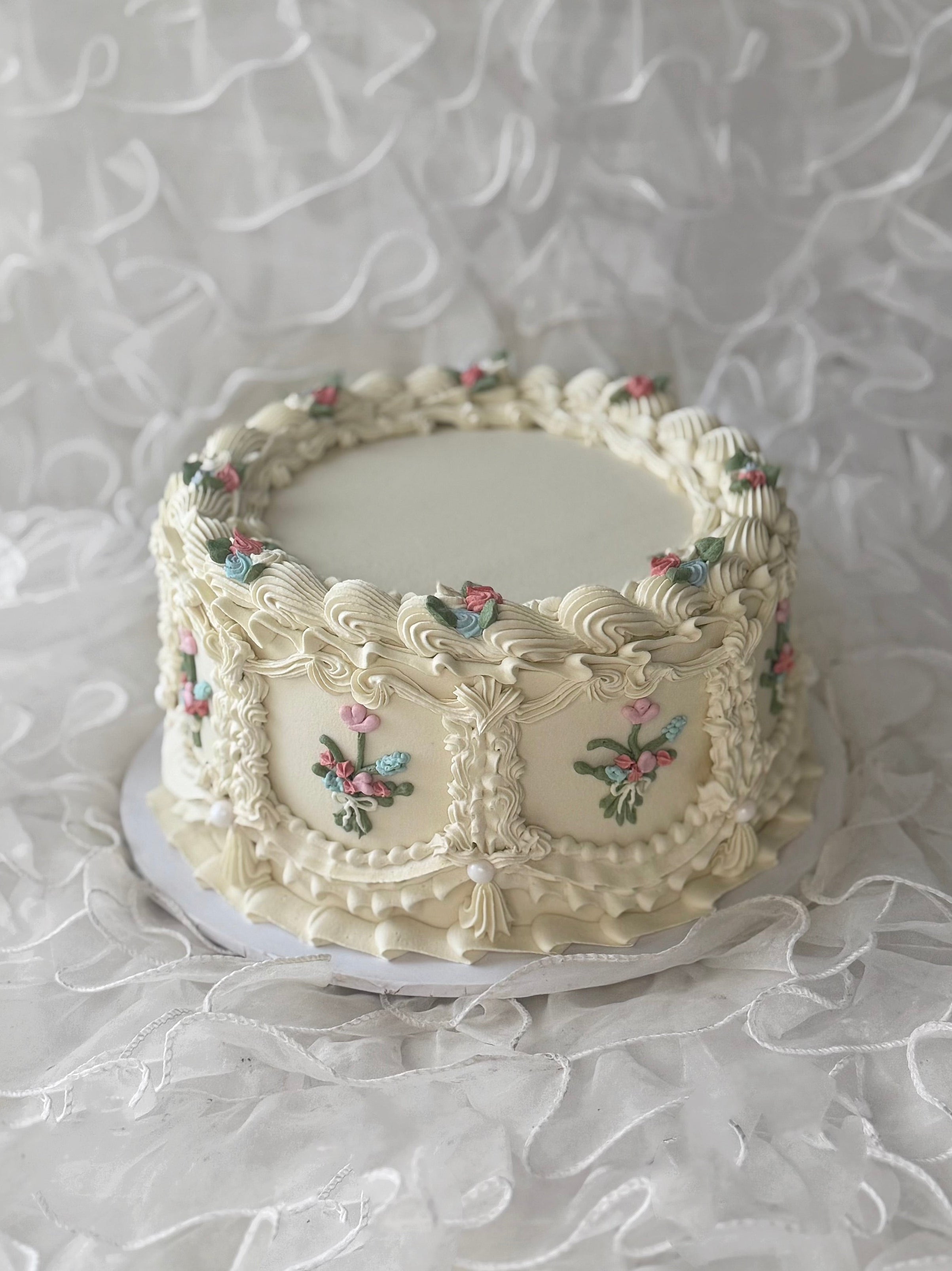 Decorative cake with floral detailing